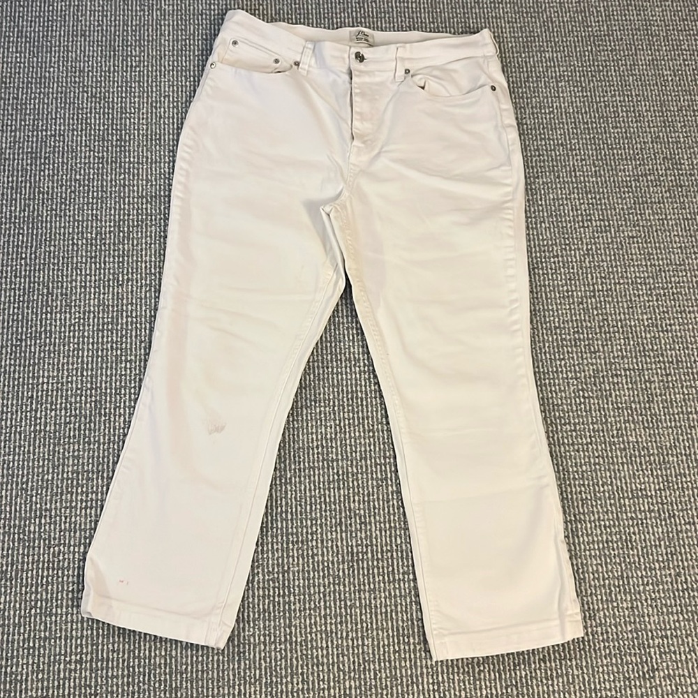 J.Crew White Boot Cut Jeans Size 32 | Pre-Loved with Stain & Signs of Wear